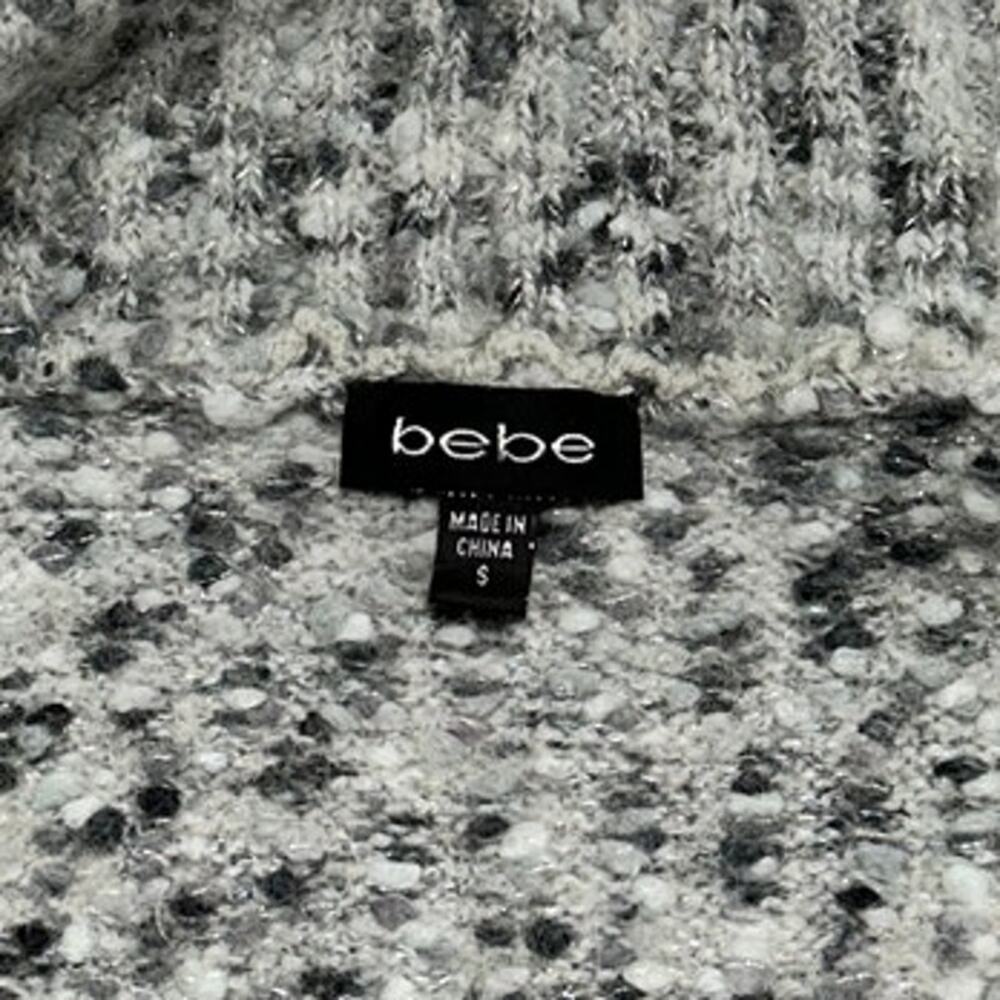 Bebe Cropped Knit Sweater Vest Gray Speckled Open Front Women's Size Small - Picture 7 of 11